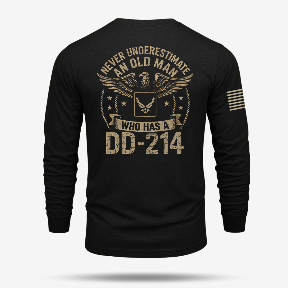 Never Underestimate An Old Man Us Air Force Veteran Long Sleeve