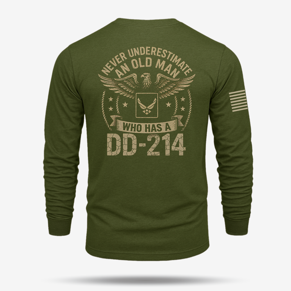 Never Underestimate An Old Man Us Air Force Veteran Long Sleeve