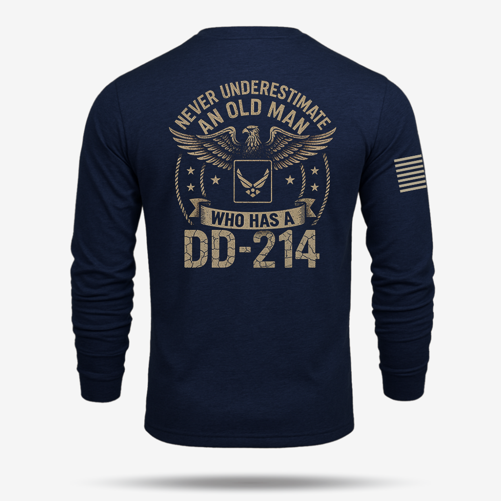 Never Underestimate An Old Man Us Air Force Veteran Long Sleeve