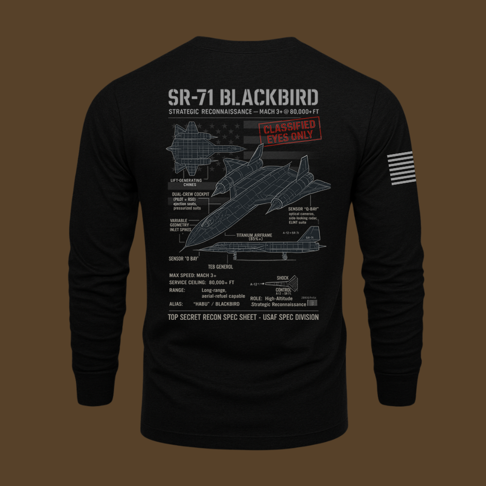SR-71 Blackbird Schematic Long Sleeve