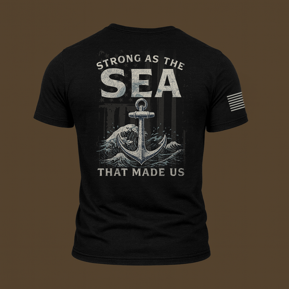 Strong As The Sea – Navy Heritage T Shirt