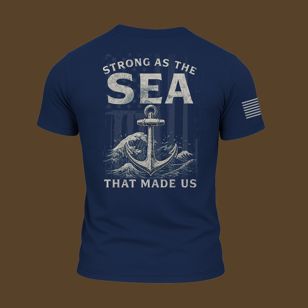 Strong As The Sea – Navy Heritage T Shirt