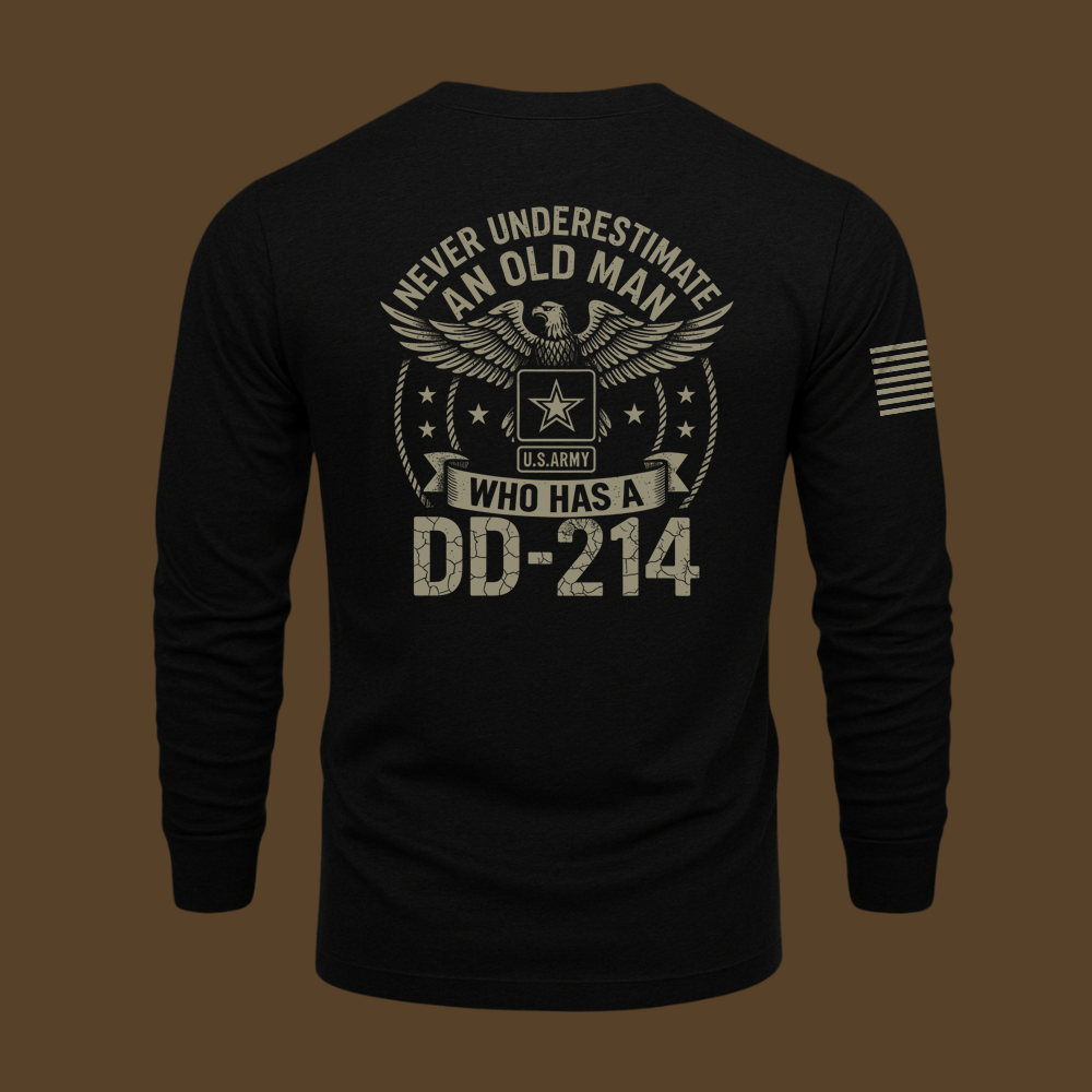 Never Underestimate An Old Man Us Army Veteran Long Sleeve