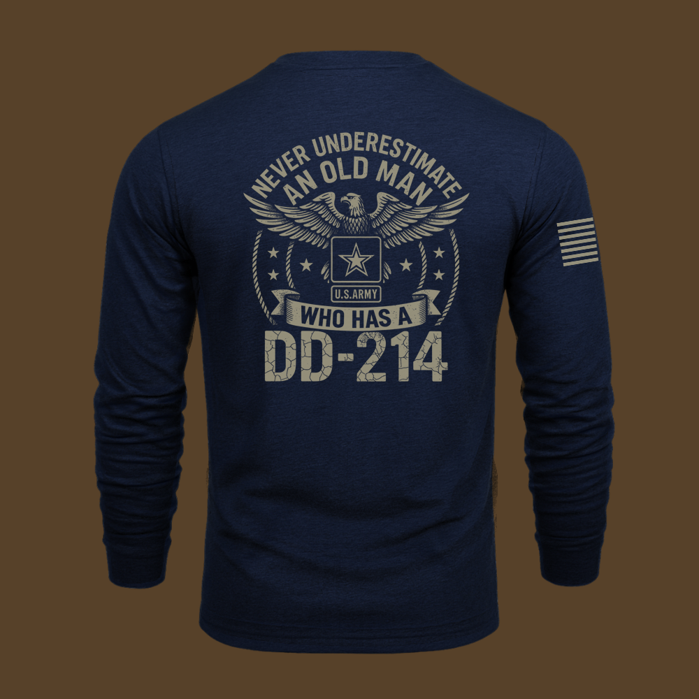 Never Underestimate An Old Man Us Army Veteran Long Sleeve