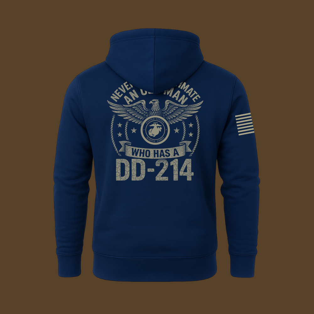 Never Underestimate An Old Man Us Marine Veteran Hoodie