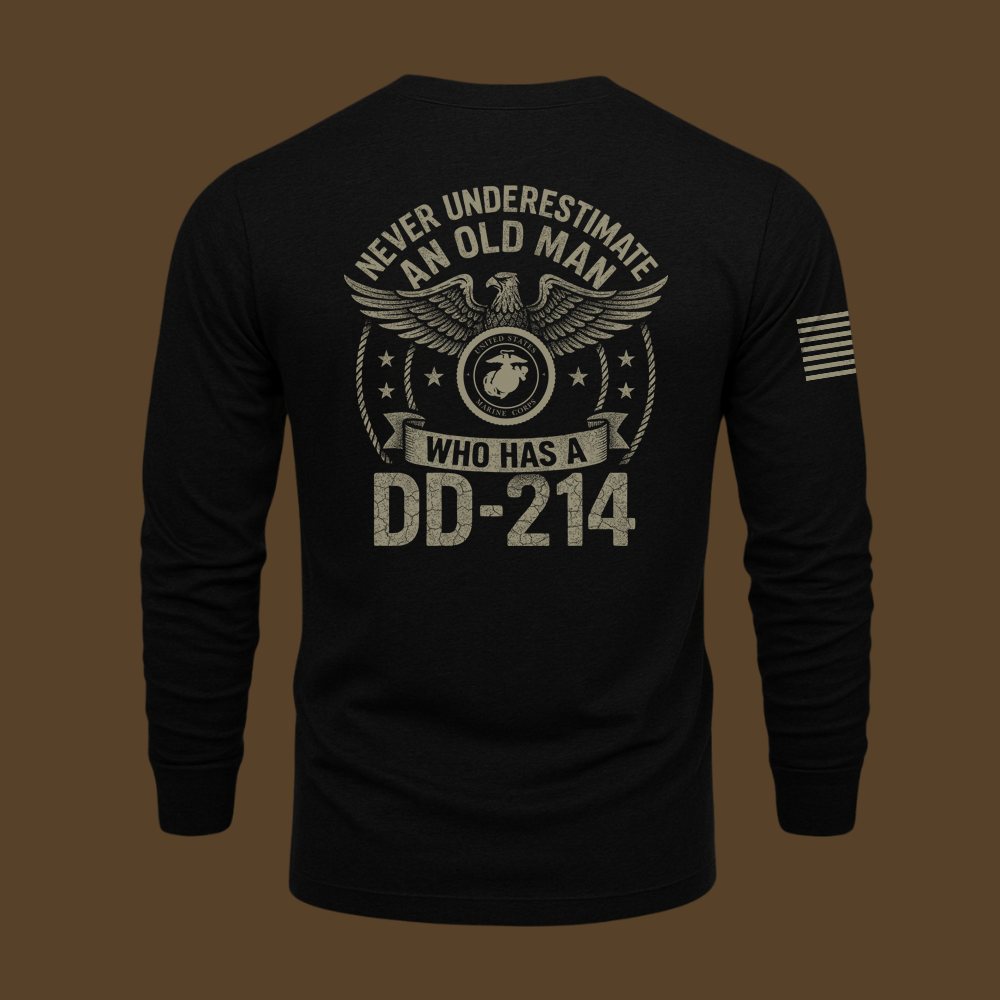 Never Underestimate An Old Man Us Marine Veteran Long Sleeve