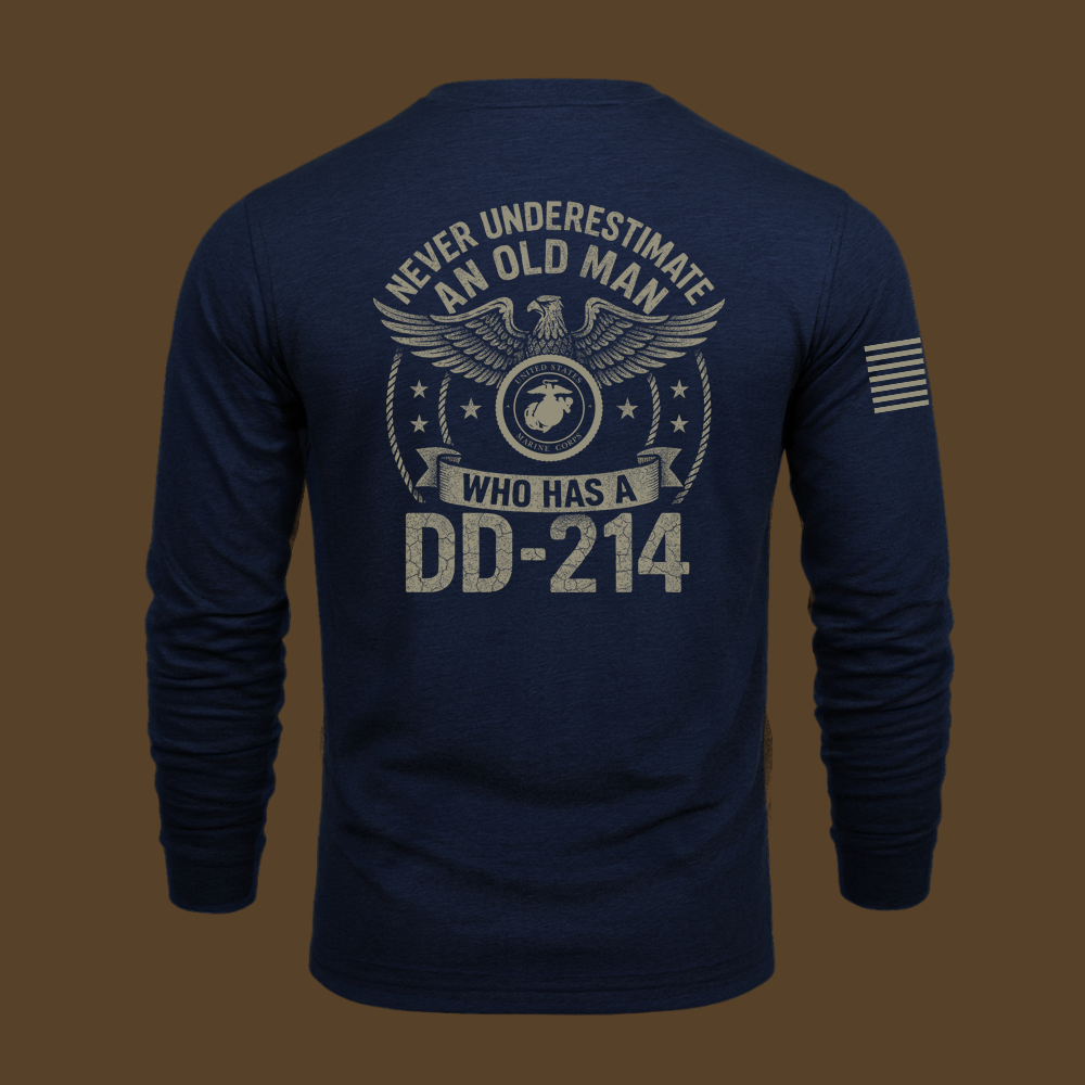 Never Underestimate An Old Man Us Marine Veteran Long Sleeve