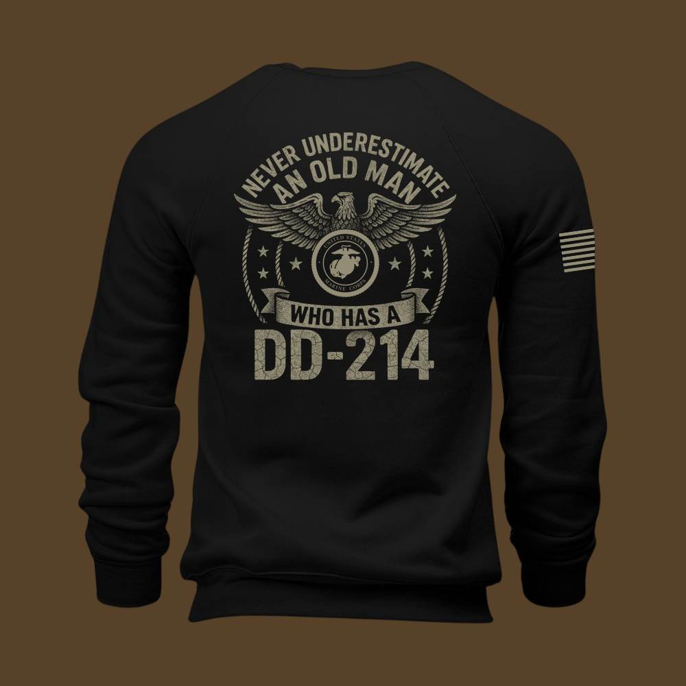 Never Underestimate An Old Man Us Marine Veteran Sweatshirt