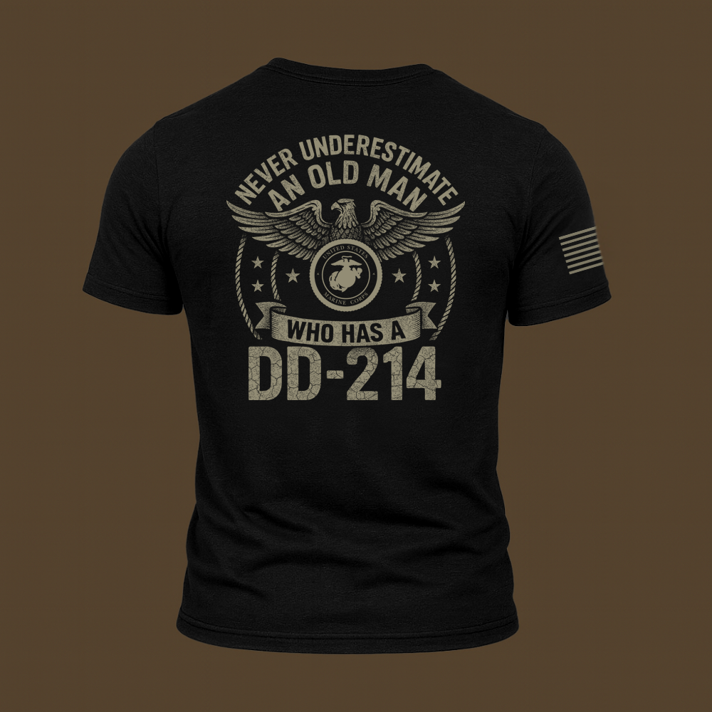 Never Underestimate An Old Man Us Marine Veteran T Shirt