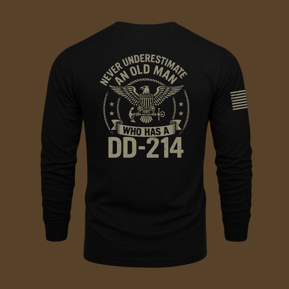 Never Underestimate An Old Man Us Navy Veteran Long Sleeve