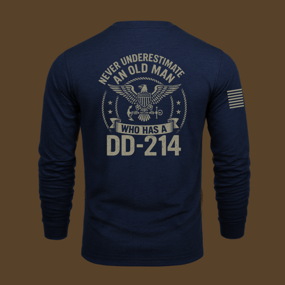 Never Underestimate An Old Man Us Navy Veteran Long Sleeve