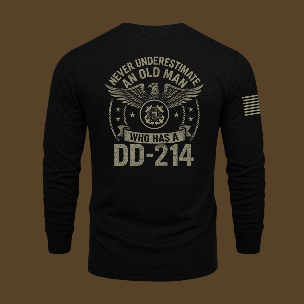 Never Underestimate An Old Man Us Coast Guard Veteran Long Sleeve