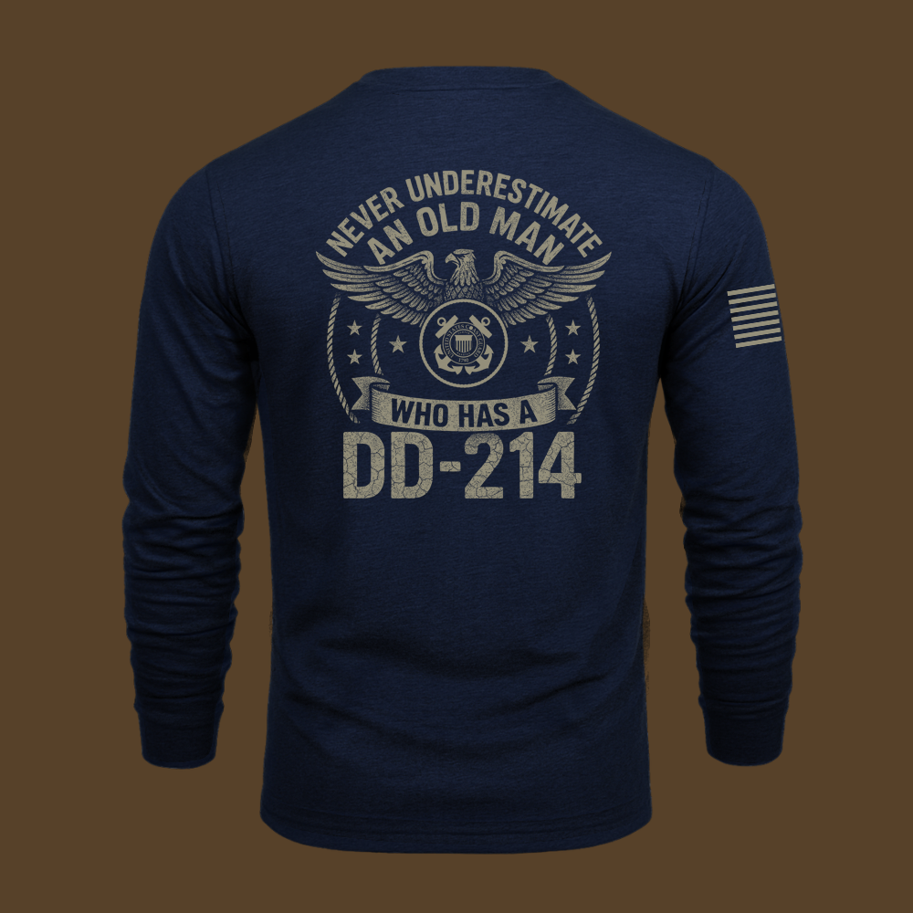Never Underestimate An Old Man Us Coast Guard Veteran Long Sleeve