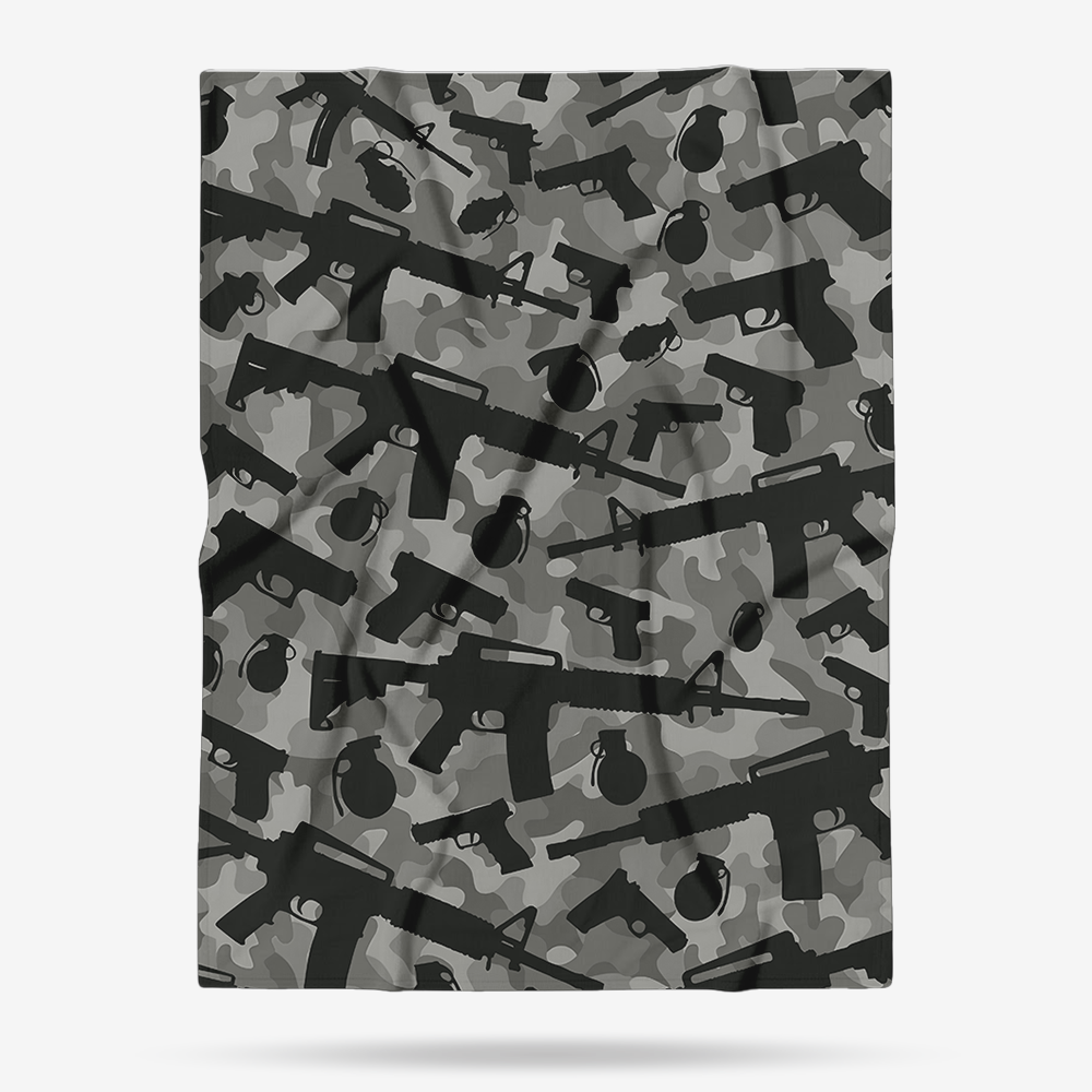 Weapons Party Camo Throw Shepra Blanket