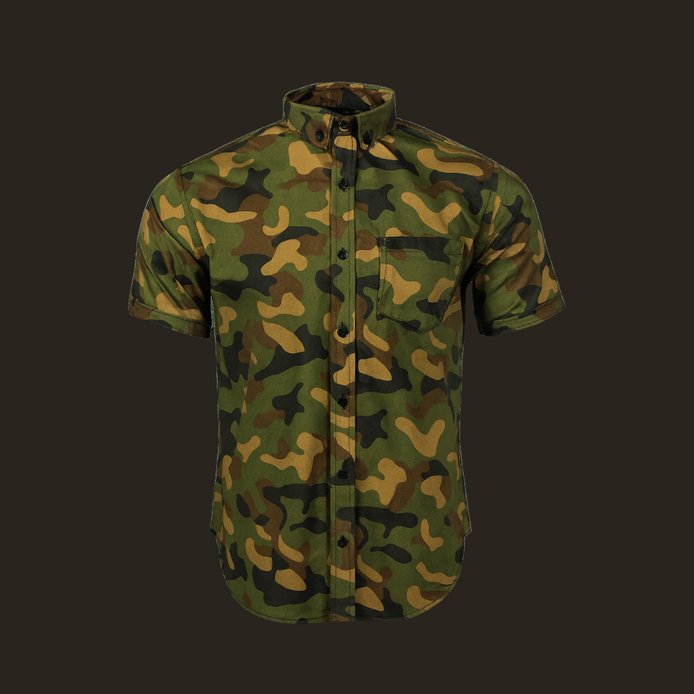 Woodland Camo Tactical Casual Button Down Shirt