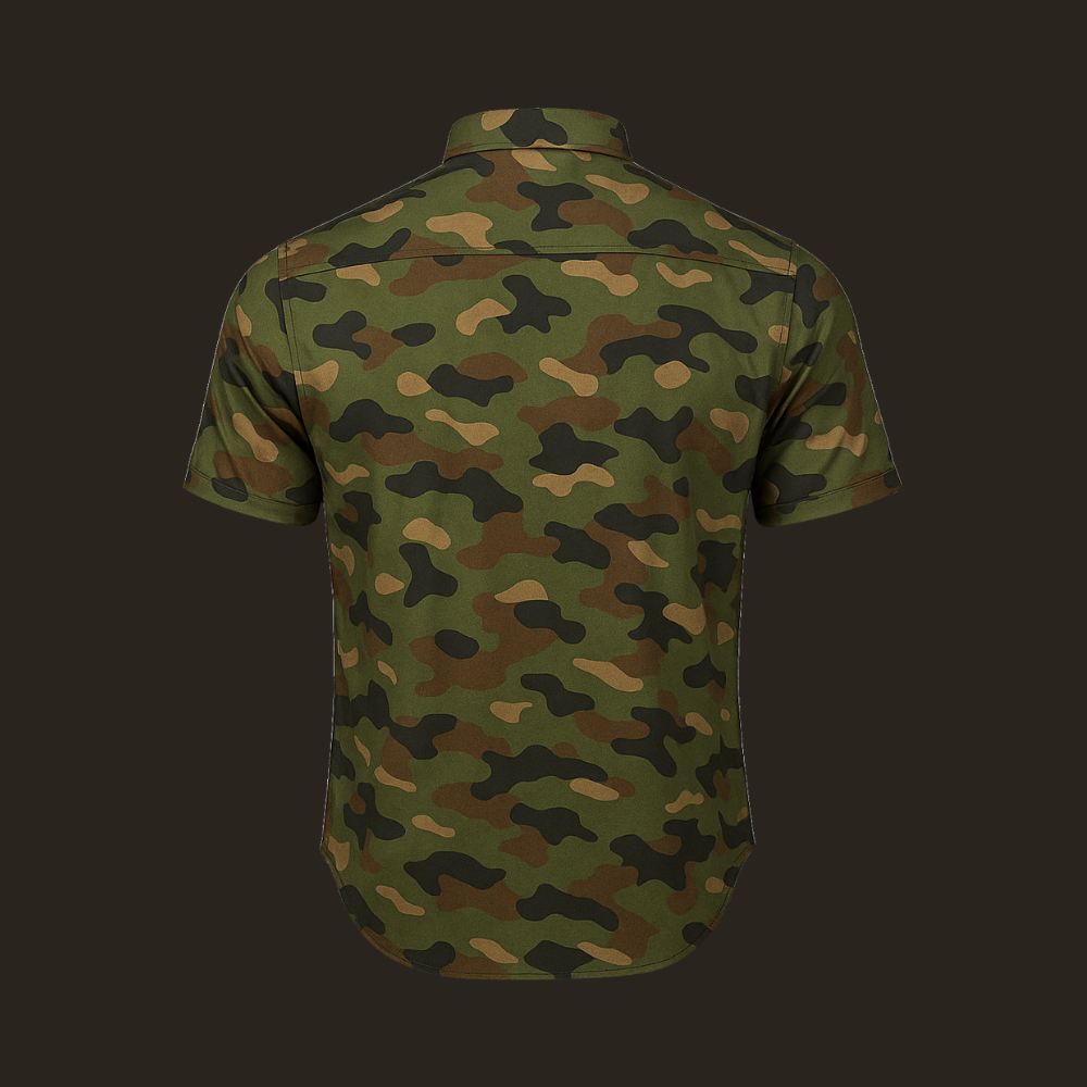 Woodland Camo Tactical Casual Button Down Shirt