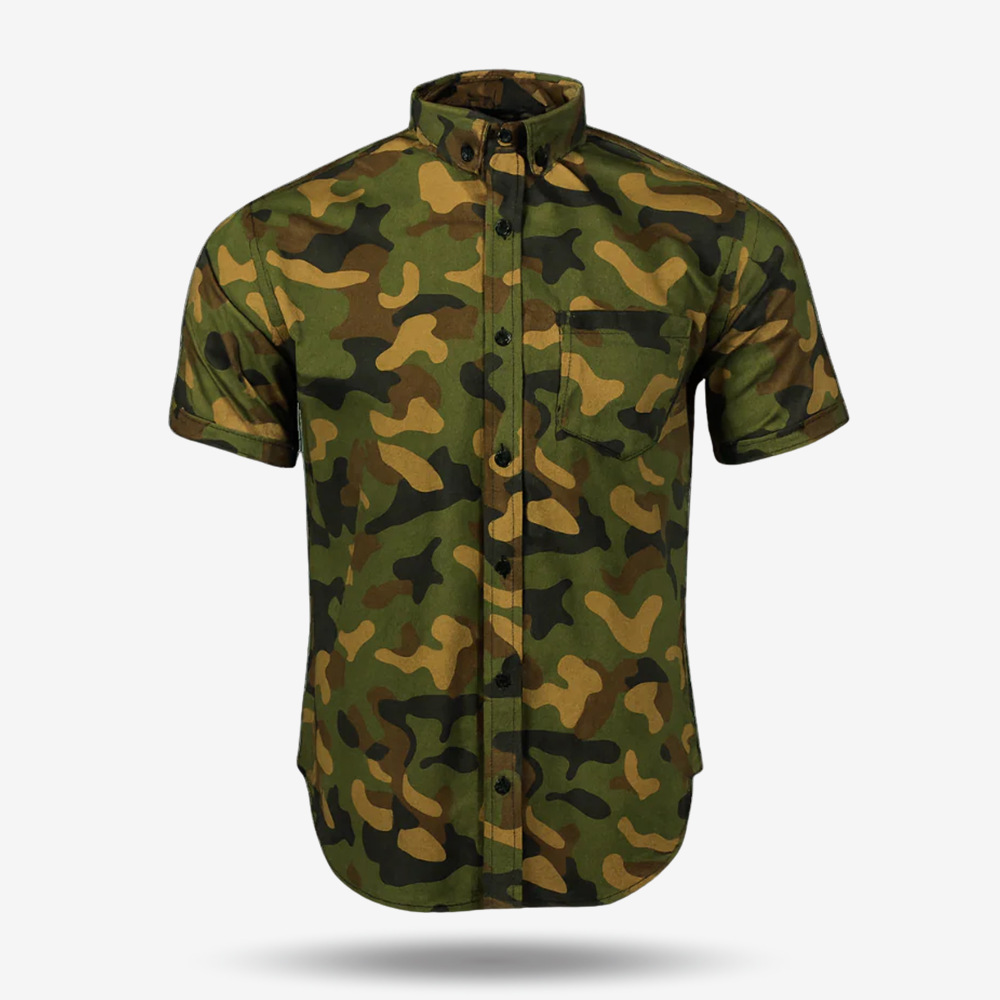 Woodland Camo Tactical Casual Button Down Shirt